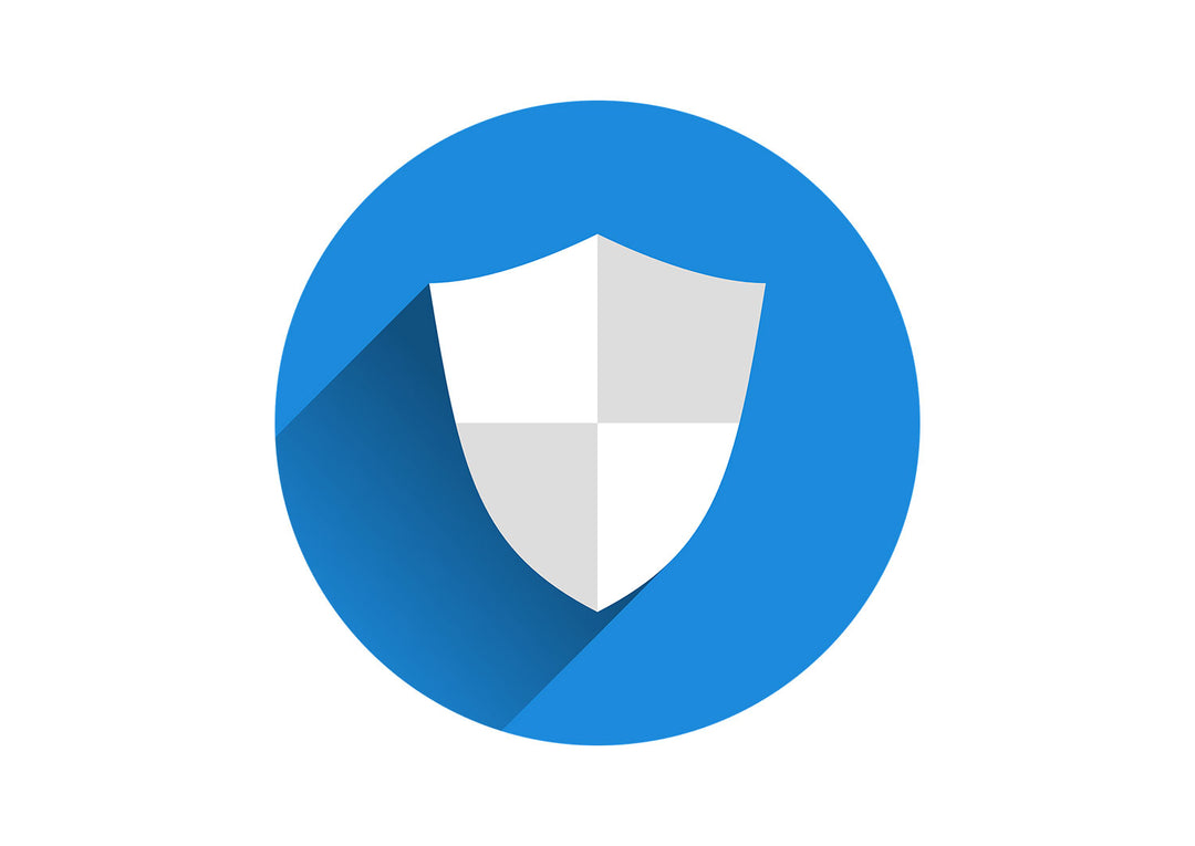 Blue privacy badge on white backagound